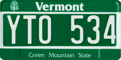 VT license plate YTO534