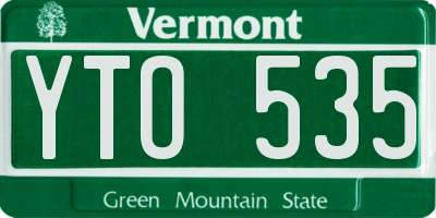 VT license plate YTO535