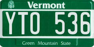 VT license plate YTO536