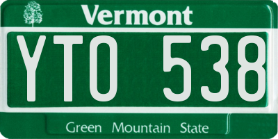 VT license plate YTO538