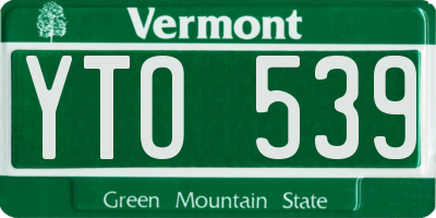 VT license plate YTO539