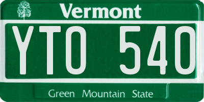 VT license plate YTO540
