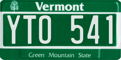 VT license plate YTO541