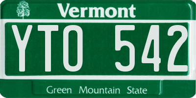 VT license plate YTO542