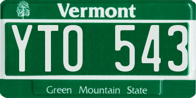 VT license plate YTO543