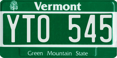 VT license plate YTO545