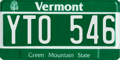 VT license plate YTO546