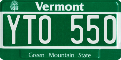 VT license plate YTO550
