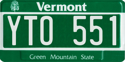 VT license plate YTO551