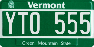 VT license plate YTO555