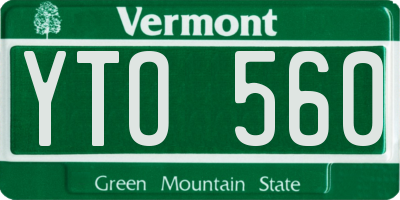 VT license plate YTO560