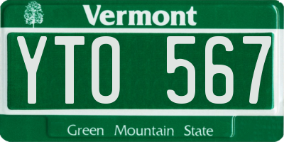 VT license plate YTO567