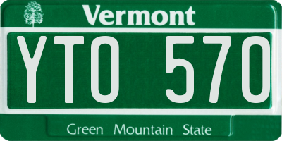 VT license plate YTO570