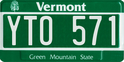 VT license plate YTO571