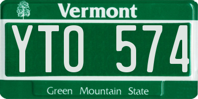 VT license plate YTO574