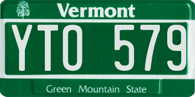 VT license plate YTO579