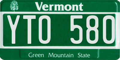 VT license plate YTO580