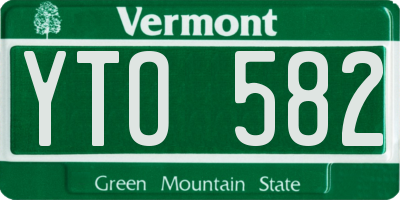 VT license plate YTO582