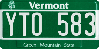 VT license plate YTO583