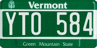 VT license plate YTO584