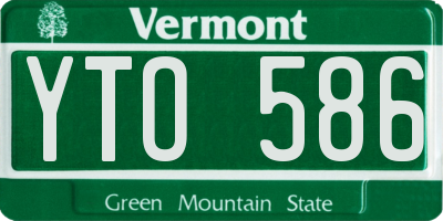 VT license plate YTO586
