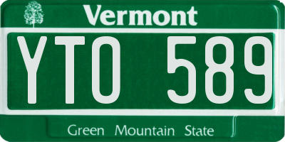 VT license plate YTO589
