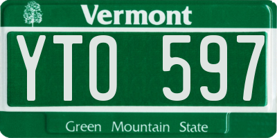 VT license plate YTO597
