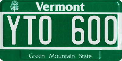 VT license plate YTO600