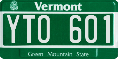 VT license plate YTO601