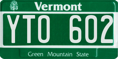 VT license plate YTO602
