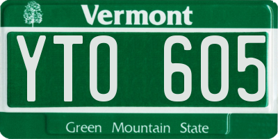 VT license plate YTO605