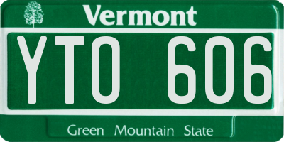 VT license plate YTO606
