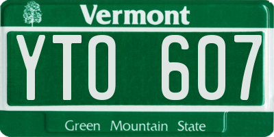VT license plate YTO607