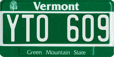 VT license plate YTO609