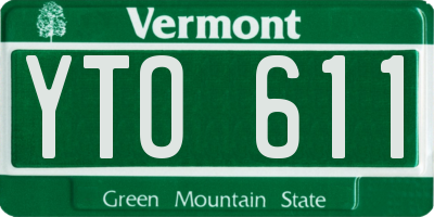 VT license plate YTO611