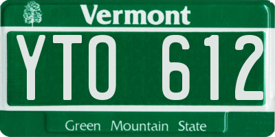 VT license plate YTO612