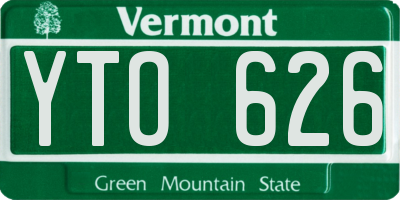 VT license plate YTO626