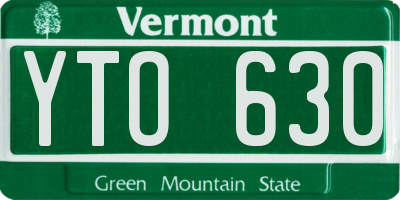 VT license plate YTO630