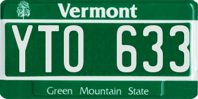 VT license plate YTO633