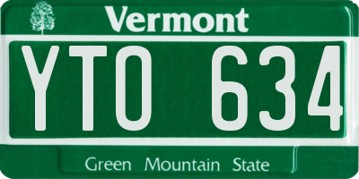 VT license plate YTO634