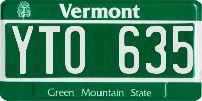 VT license plate YTO635