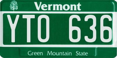 VT license plate YTO636