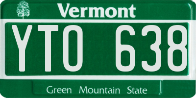 VT license plate YTO638