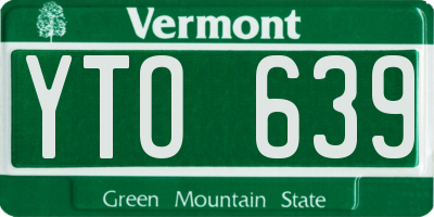 VT license plate YTO639