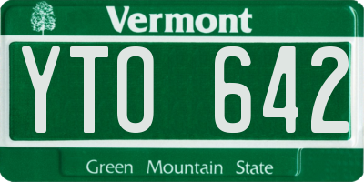 VT license plate YTO642