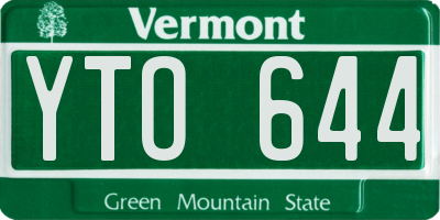 VT license plate YTO644