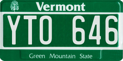 VT license plate YTO646