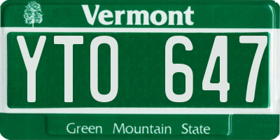 VT license plate YTO647