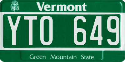VT license plate YTO649