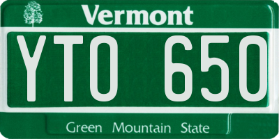VT license plate YTO650